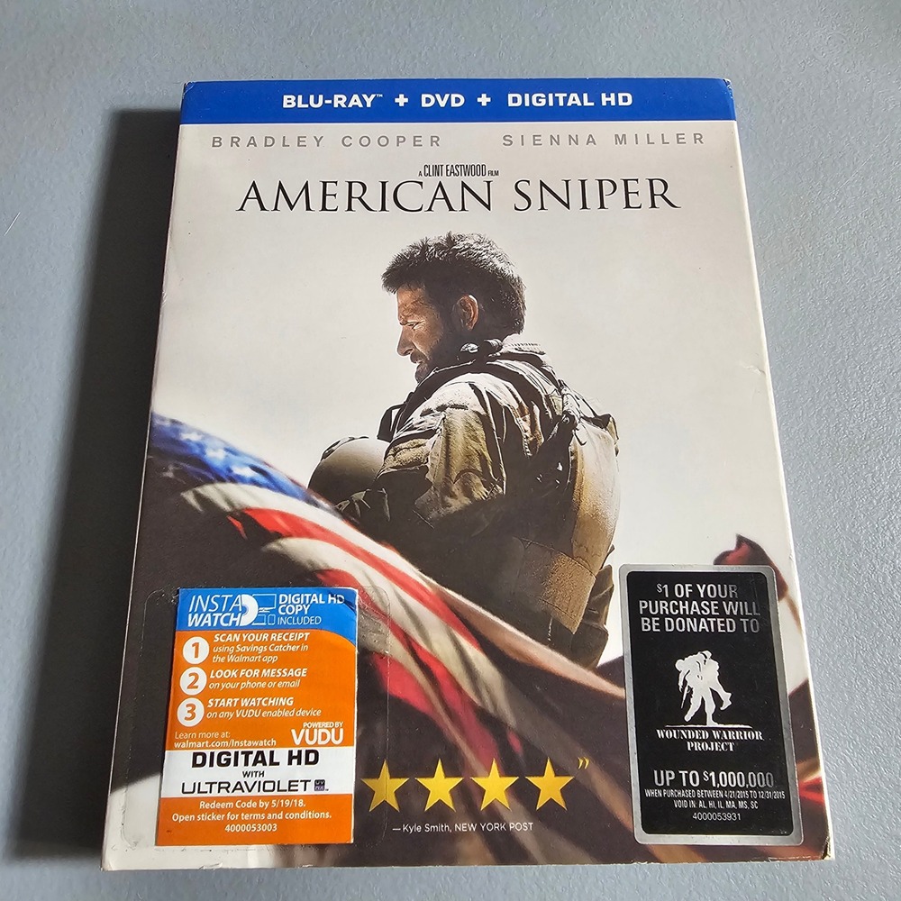 American Sniper Blu-ray DVD Combo Clint Eastwood Bradley Cooper Slipcover